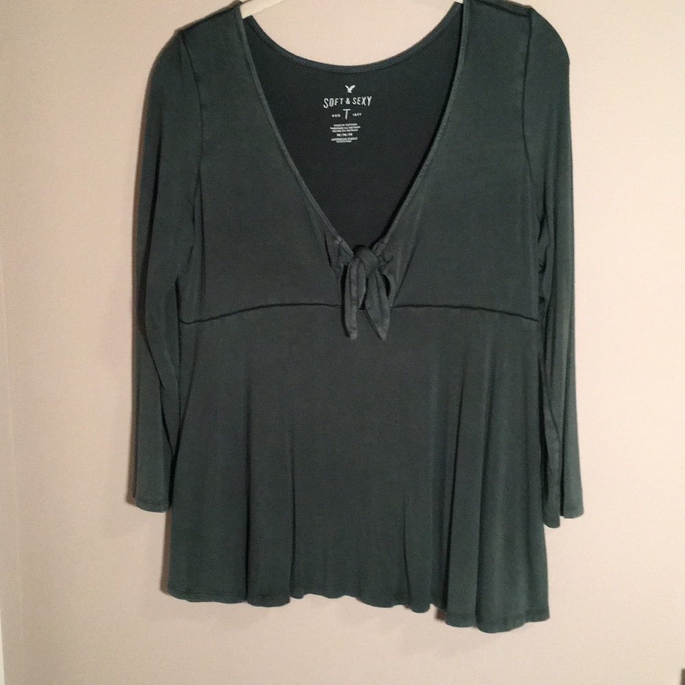 AE soft and sexy 3/4 sleeve tie top